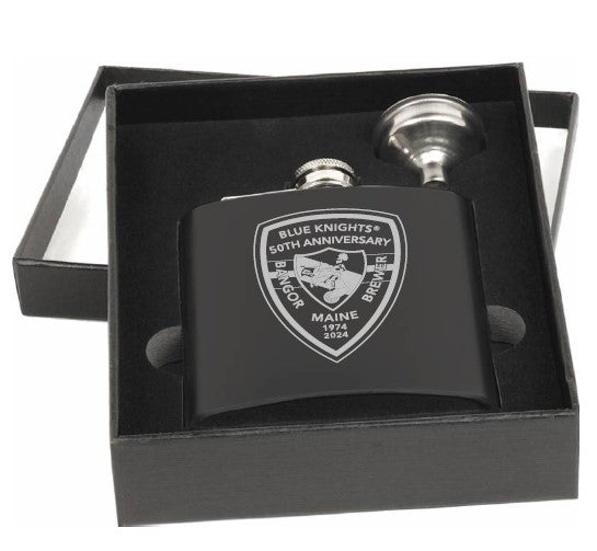 BK50C- 6 oz. Matte Black Flask Set in Black Presentation Box