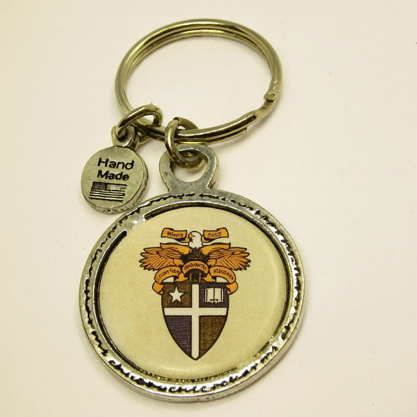 CBA- Pewter Enamel Crest Key Ring, In stock!