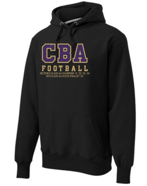 CBA- CBA FOOTBALL Champions '21, '22, '23, '24, Heavy Weight "Collegiate Style" Sweatshirt, applique decoration