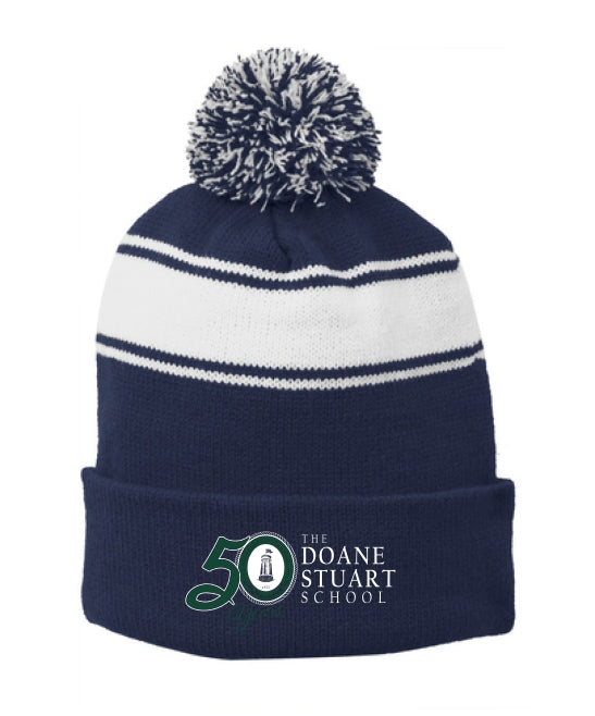 DOANE50- Stripe Pom Beanie